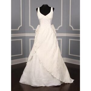 St. Pucchi Bridal Ivory Silk Shantung Wedding Dress Versailles Z110 Aline Gown